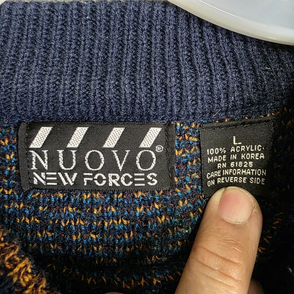 VTG 90s NUOVO New Forces Abstract Geometric Pullover Sweater Sz Lg
